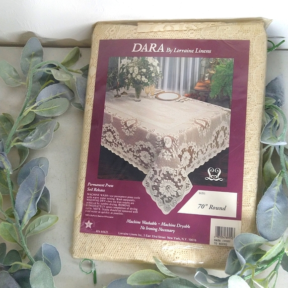 Dara Ivory 70" Round Lace Tablecloth NWT - Picture 1 of 6